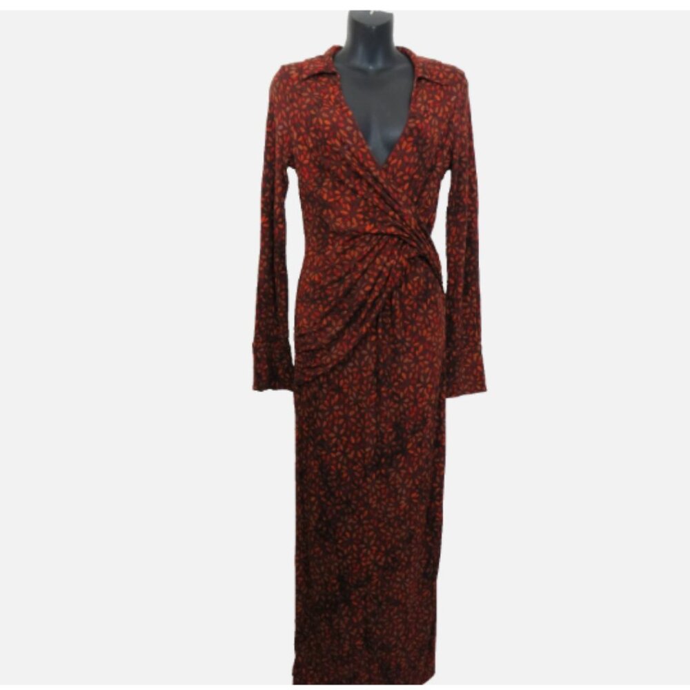 Free People size Small Shayla Faux Wrap Midi Dress Long Sleeve Slit NEW